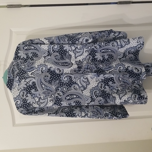 Tommy Hilfiger Blue Paisley  Tie Waist Lush Life Polished Button Down Sh… - Picture 6 of 11